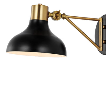 Lynn 15" Swing Arm Modern Midcentury Iron USB Charging Port LED Sconce - JONATHAN Y